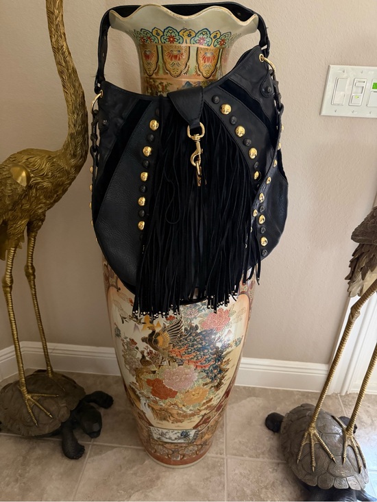Gucci Handbags - Gucci Black Fringe Large Babouska Bag with Gold Studs